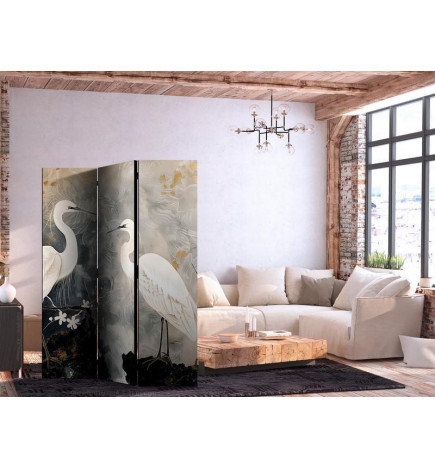 Pertvara - Herons and cherry blossoms - oriental-style illustration depicting birds