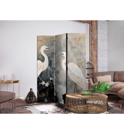 Sirm - Herons and cherry blossoms - oriental-style illustration depicting birds