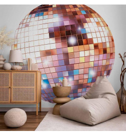 Apaļā fototapete - Rose gold disco ball