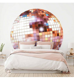 Round Wall Mural - Rose gold disco ball