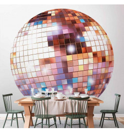 Okrogla fototapeta - Rose gold disco ball