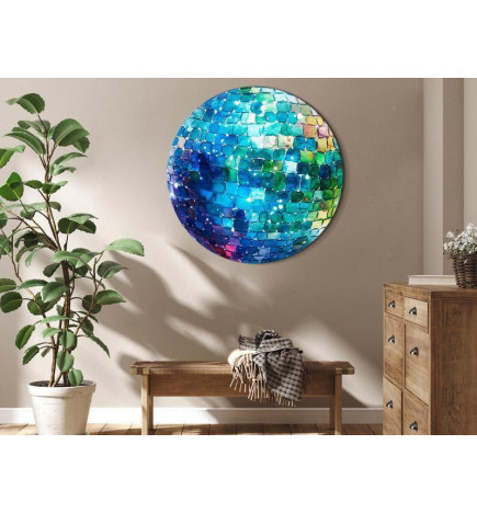 Apvalus paveikslas ant drobės - Turquoise disco ball