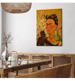 Seinapilt - Frida Kahlo – Self-Portrait with Monkey and Parrot