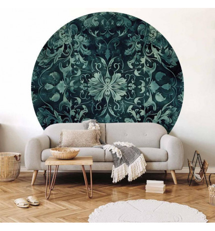 Runde Fototapete - Oriental carpet pattern: emerald ornaments and worn patterns