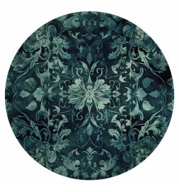 Ronde fotobehang - Oriental carpet pattern: emerald ornaments and worn patterns