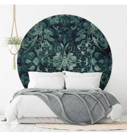 Carta da parati rotondi - Oriental carpet pattern: emerald ornaments and worn patterns