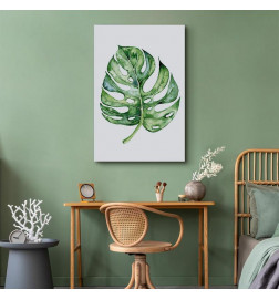 Schilderij - Watercolor Monstera (1 Part) Vertical