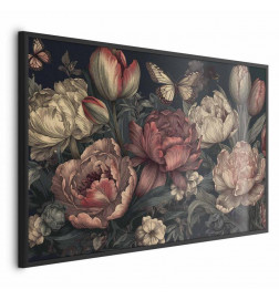 Plakat - Flowers on a Turquoise Background