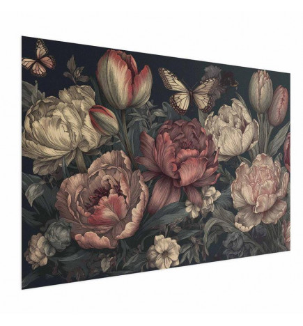 Poster - Flowers on a Turquoise Background