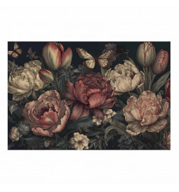 Plakatas - Flowers on a Turquoise Background