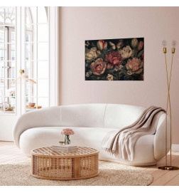 Poster - Flowers on a Turquoise Background