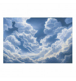 Poster - Blue Sky Breaking Through White, Fluffy Clouds