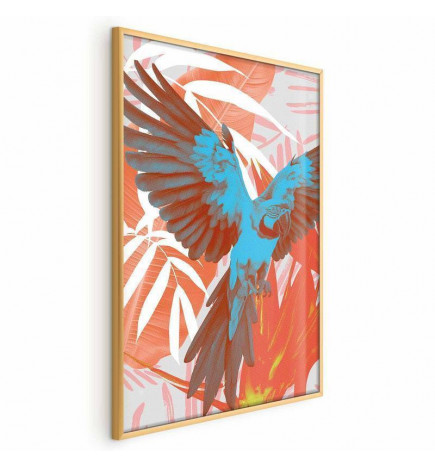 Juliste - Exotic Wings - parrot among abstract leaf patterns