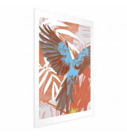 Plakat - Exotic Wings - parrot among abstract leaf patterns
