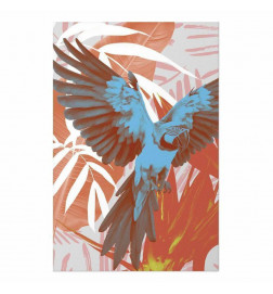 Poster - Exotic Wings - parrot among abstract leaf patterns
