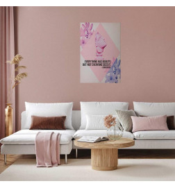 Poster - Confucius on Beauty - a bust in pink with flowers and a quote