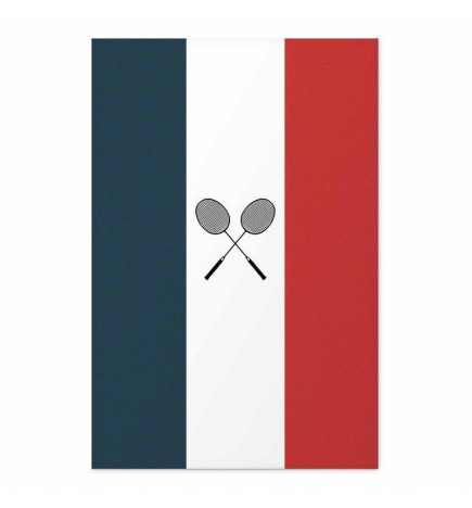 Poster - French Flags and Black Badminton Rackets