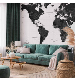 Fotobehang - Black and White Map