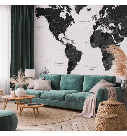 Fototapeta - Black and White Map