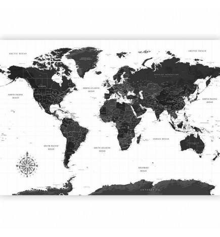 Fototapete - Black and White Map