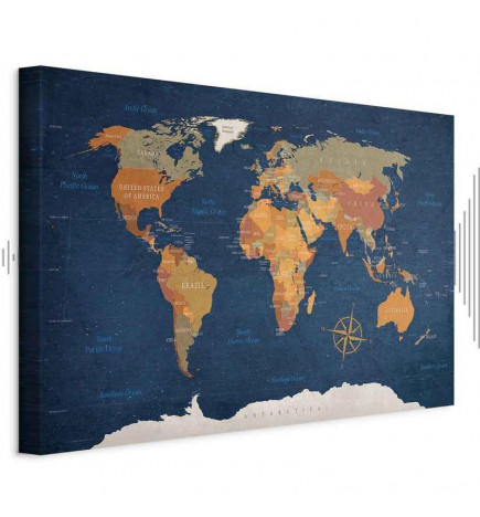 Quadro - World Map: Ink Oceans