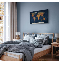 Schilderij - World Map: Ink Oceans