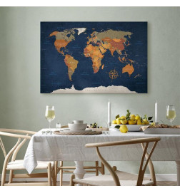 Quadro - World Map: Ink Oceans