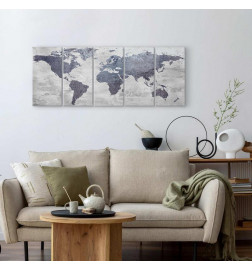 Tablou - Concrete World Map (5 Parts) Narrow