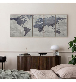 Cuadro - Concrete World Map (5 Parts) Narrow