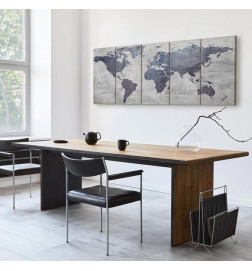 Canvas Print - Concrete World Map (5 Parts) Narrow