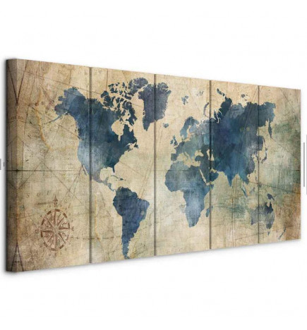 Quadro - Retro Map (5 Parts) Narrow