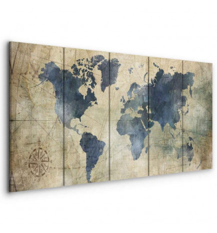 Quadro - Retro Map (5 Parts) Narrow