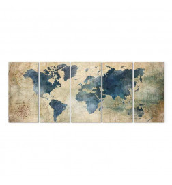 Canvas Print - Retro Map (5 Parts) Narrow