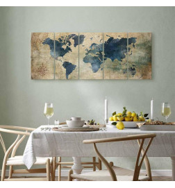 Canvas Print - Retro Map (5 Parts) Narrow