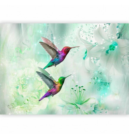 Fotobehang - Colourful Hummingbirds (Green)