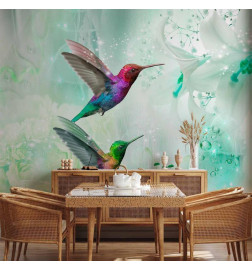 Mural de parede - Colourful Hummingbirds (Green)