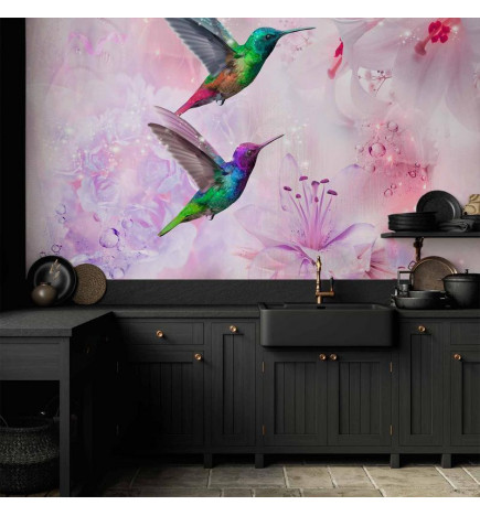 Fototapet - Colourful Hummingbirds (Purple)