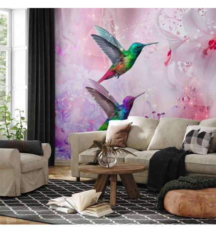 Mural de parede - Colourful Hummingbirds (Purple)