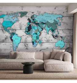 Mural de parede - World Map: Blue Continents