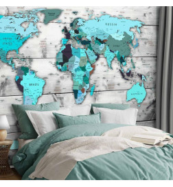 Fototapet - World Map: Blue Continents