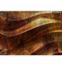 Fototapet - Liquid gold - abstract wavy composition with leaf patterns