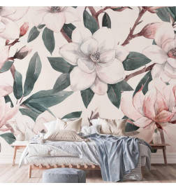 Fototapete - Watercolor Magnolias - Second Variant