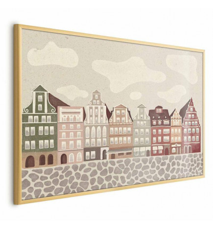 Plakatas - Colorful Facades - Historic Wrocław Tenement Houses Against the Sky and Cobblestone Street