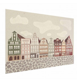 Poster - Colorful Facades - Historic Wrocław Tenement Houses Against the Sky and Cobblestone Street