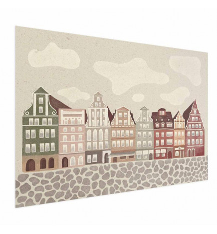 Poster - Colorful Facades - Historic Wrocław Tenement Houses Against the Sky and Cobblestone Street