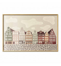 Poster - Colorful Facades - Historic Wrocław Tenement Houses Against the Sky and Cobblestone Street