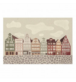 Plakat - Colorful Facades - Historic Wrocław Tenement Houses Against the Sky and Cobblestone Street