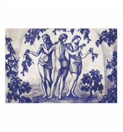Plakāts - Ancient Vineyard - three women in a portal painted in blue ink