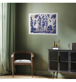 Poster - Ancient Vineyard - three women in a portal painted in blue ink