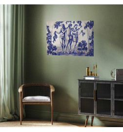 Poster - Ancient Vineyard - three women in a portal painted in blue ink